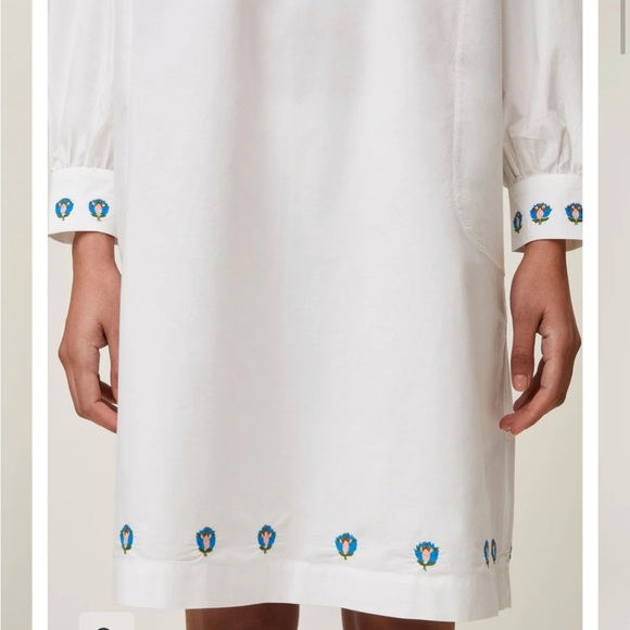 Moismont Maelle Dress N°735 Poplin White - Flower embroidery - Picture 11 of 11